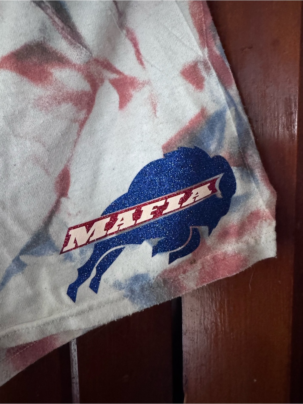 ‘Mafia' Blue & Red Buffalo Tie-Dye shorts